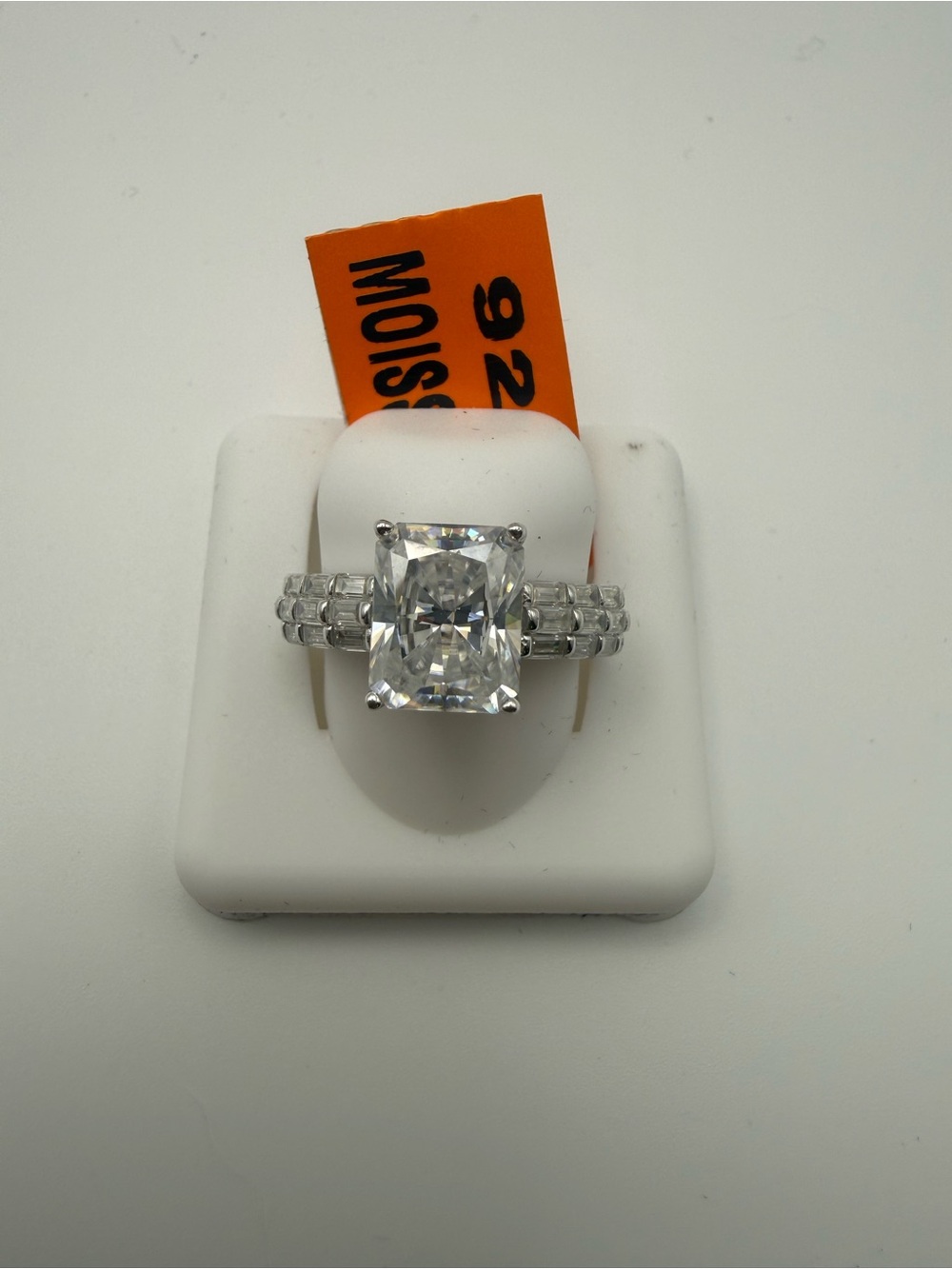 Sterling Silver Moissanite Radiant Cut Ring